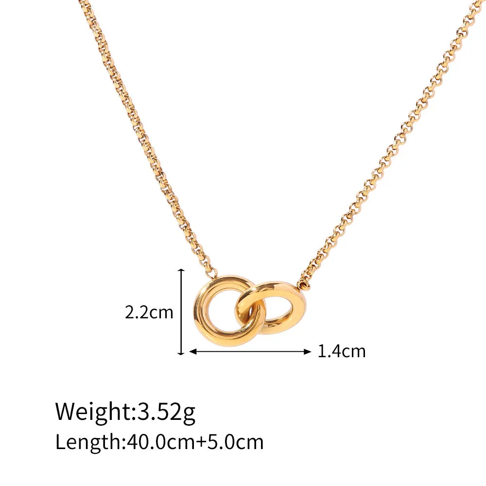 18k Gold Plated Interlocking Fashion Pendant Necklace