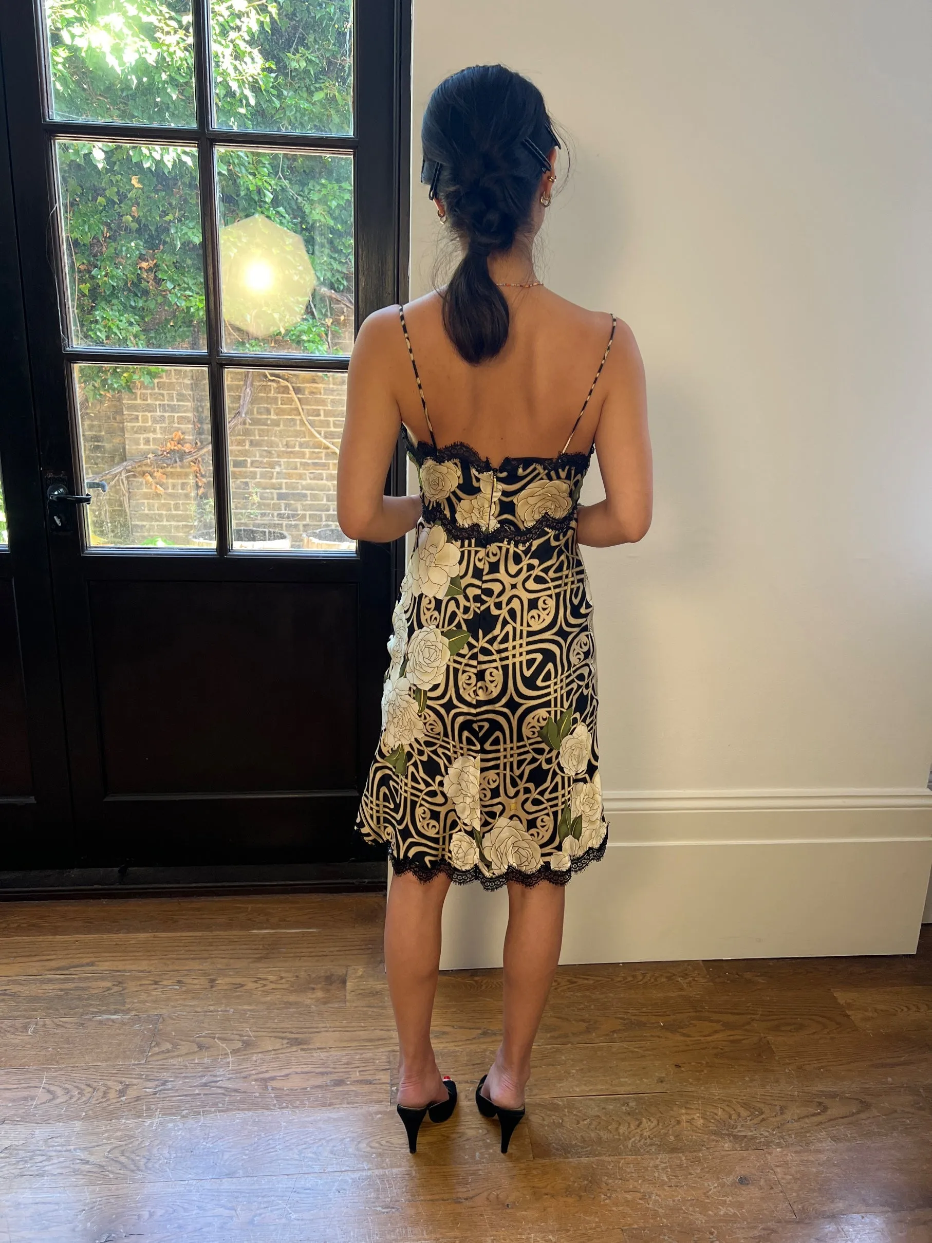 2006 Roberto Cavalli Floral Slip Dress with Cobra Motif