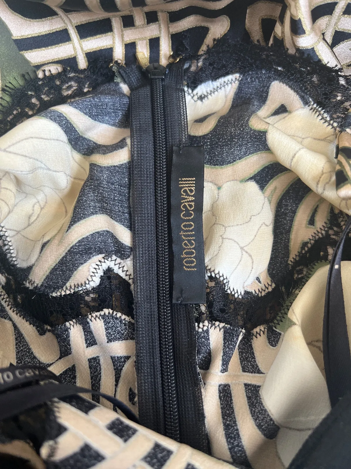 2006 Roberto Cavalli Floral Slip Dress with Cobra Motif
