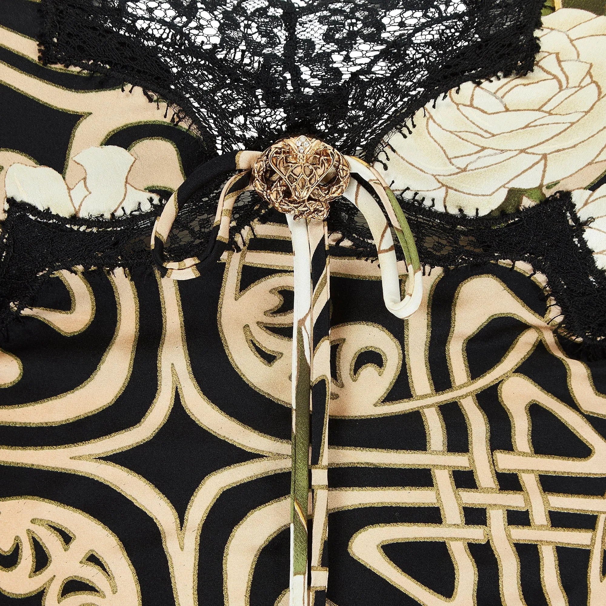 2006 Roberto Cavalli Floral Slip Dress with Cobra Motif