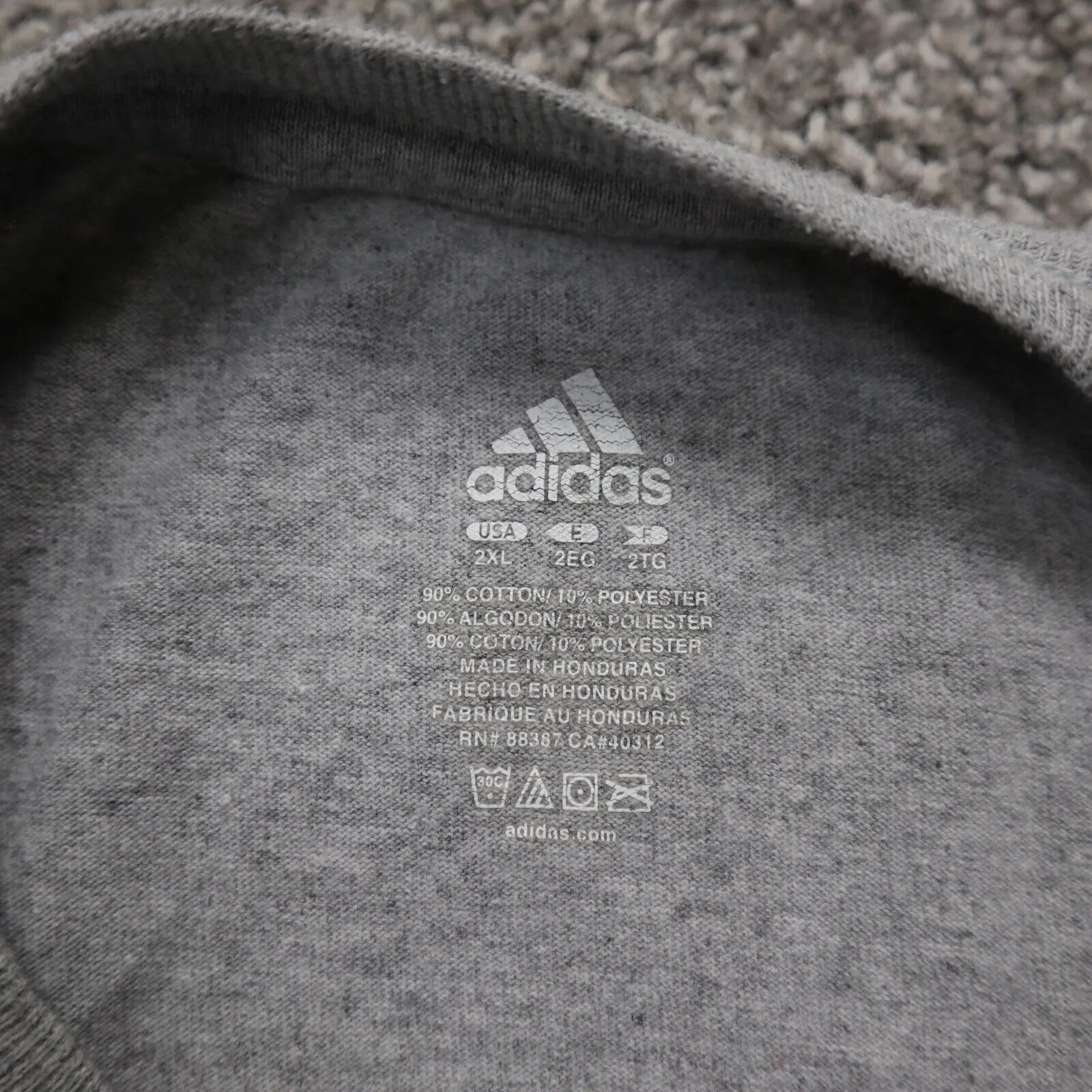 Adidas Womens Pullover T-Shirt Short Sleeve Crew Neck Graphic Logo Gray Size 2XL
