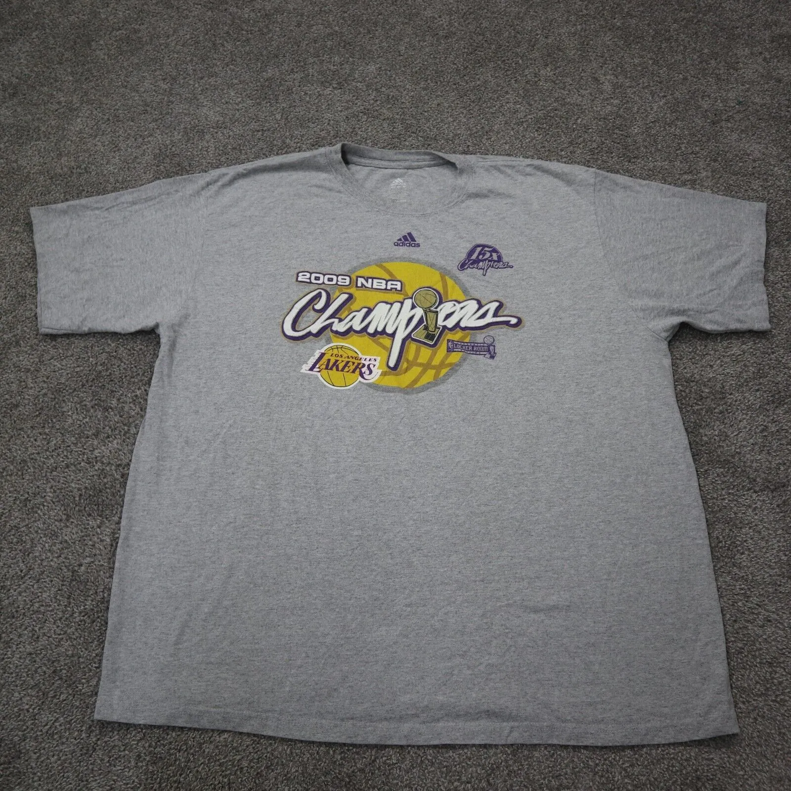 Adidas Womens Pullover T-Shirt Short Sleeve Crew Neck Graphic Logo Gray Size 2XL