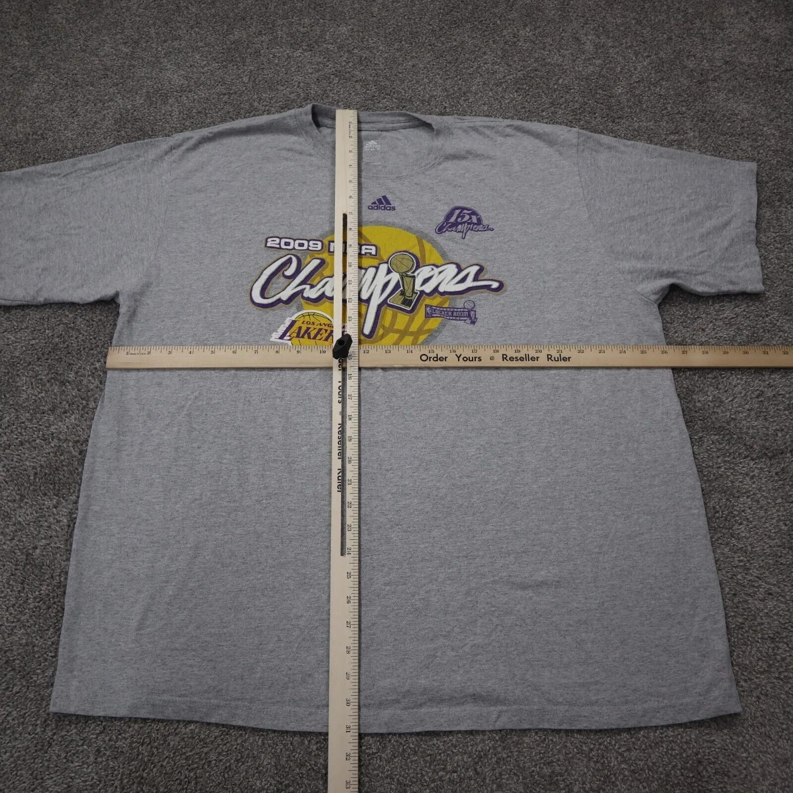 Adidas Womens Pullover T-Shirt Short Sleeve Crew Neck Graphic Logo Gray Size 2XL