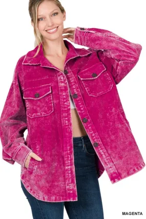 Alyssa Corduroy Shacket Magenta