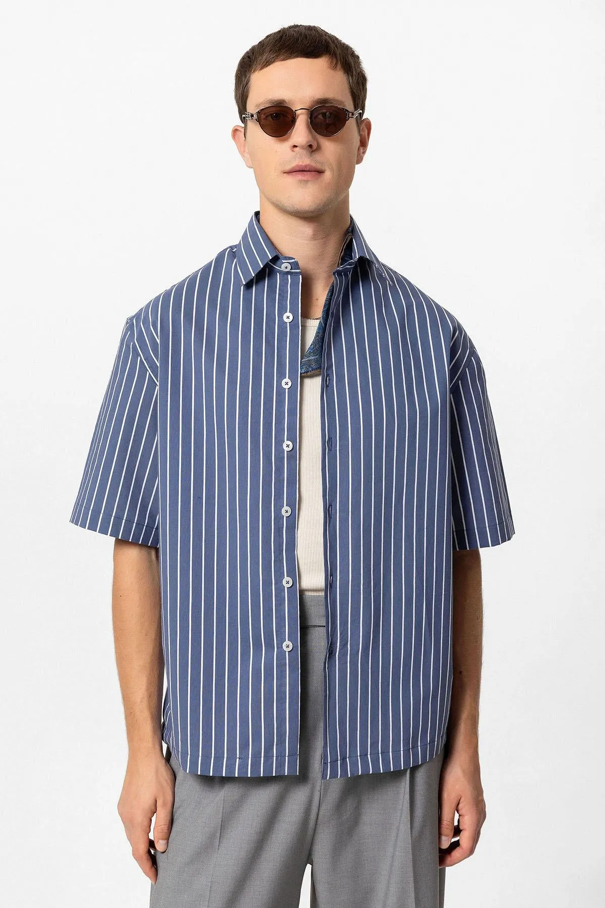 ANT Oversized Short Sleeve Striped Men's Shirt - Friedrichshafen