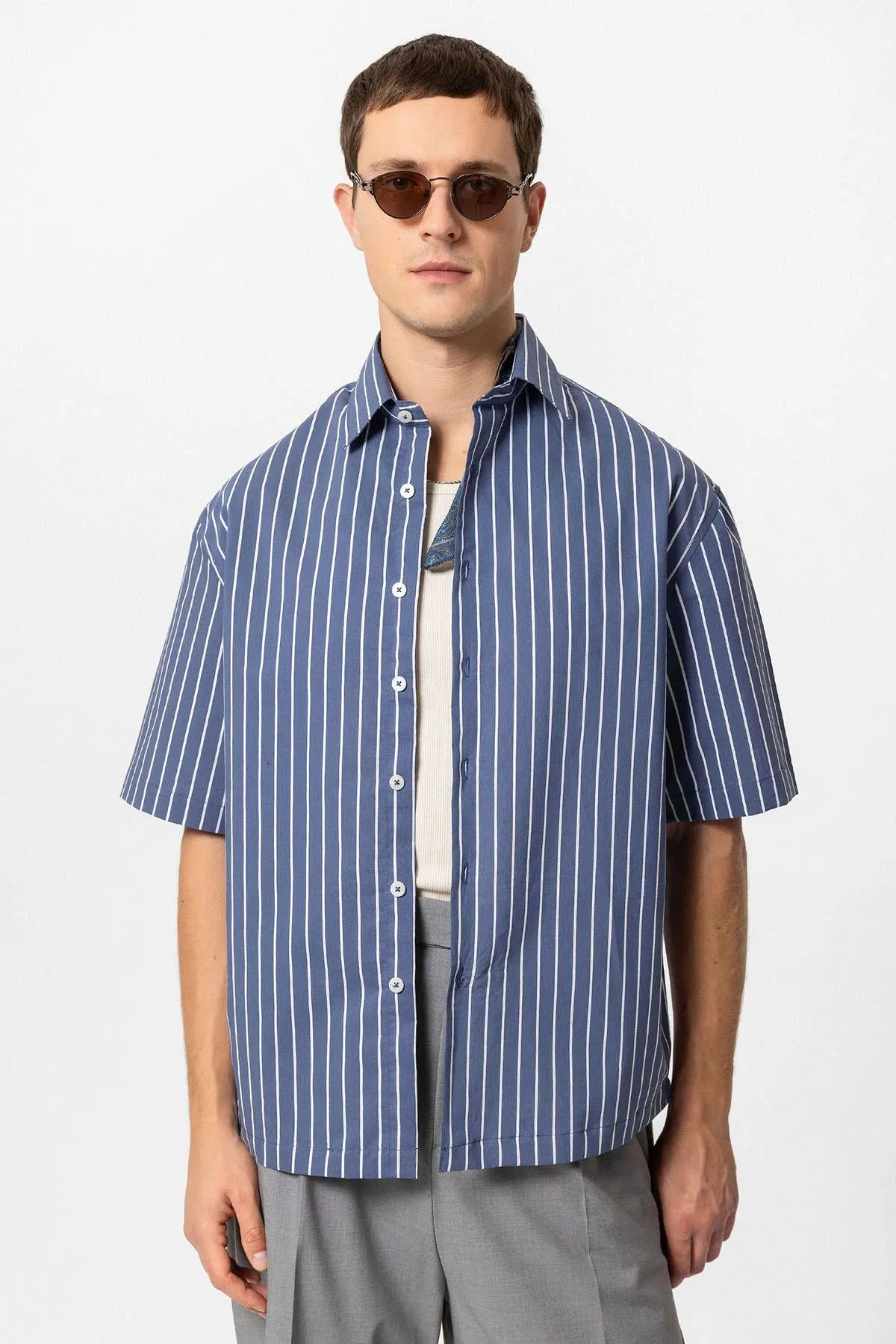 ANT Oversized Short Sleeve Striped Men's Shirt - Friedrichshafen