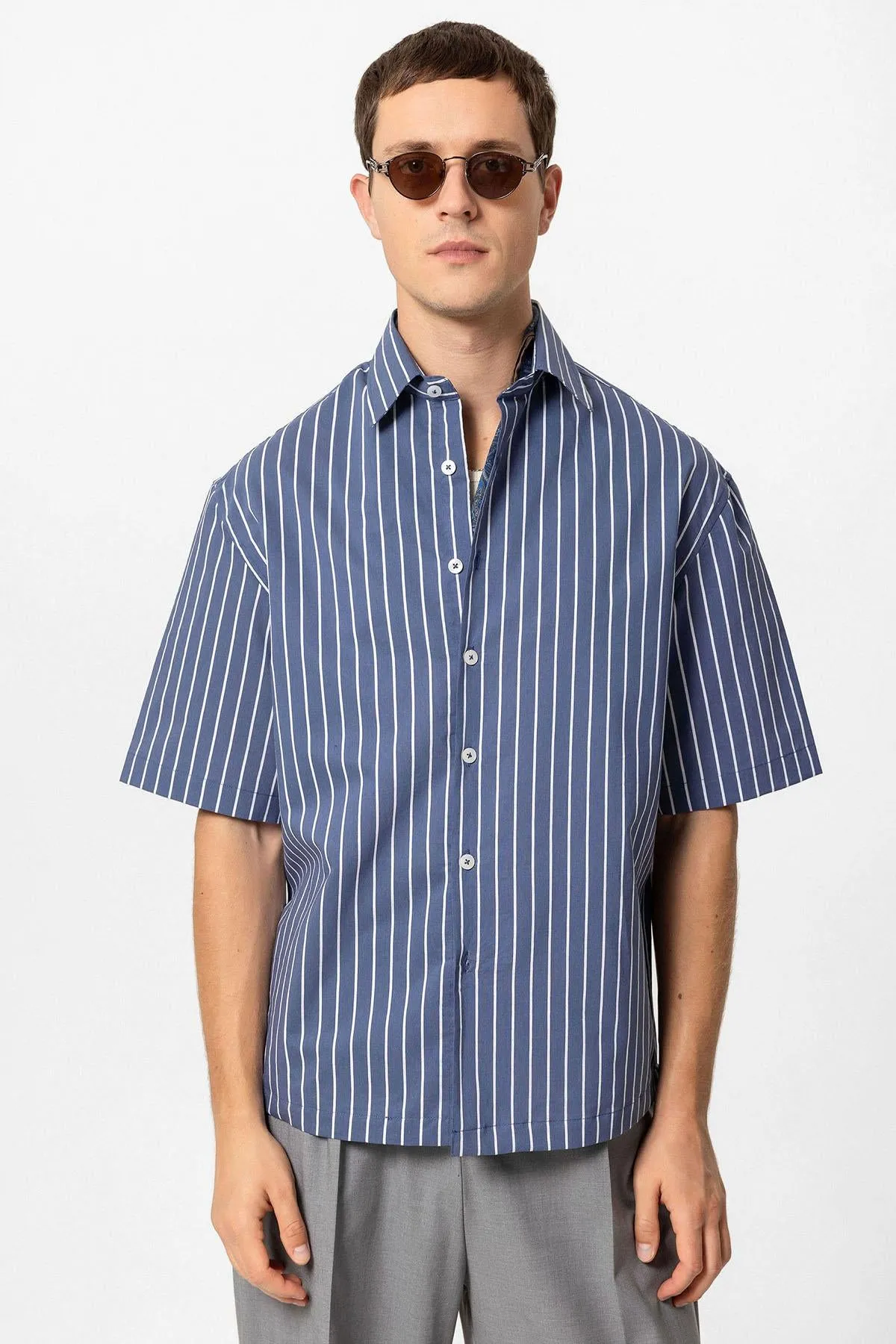 ANT Oversized Short Sleeve Striped Men's Shirt - Friedrichshafen