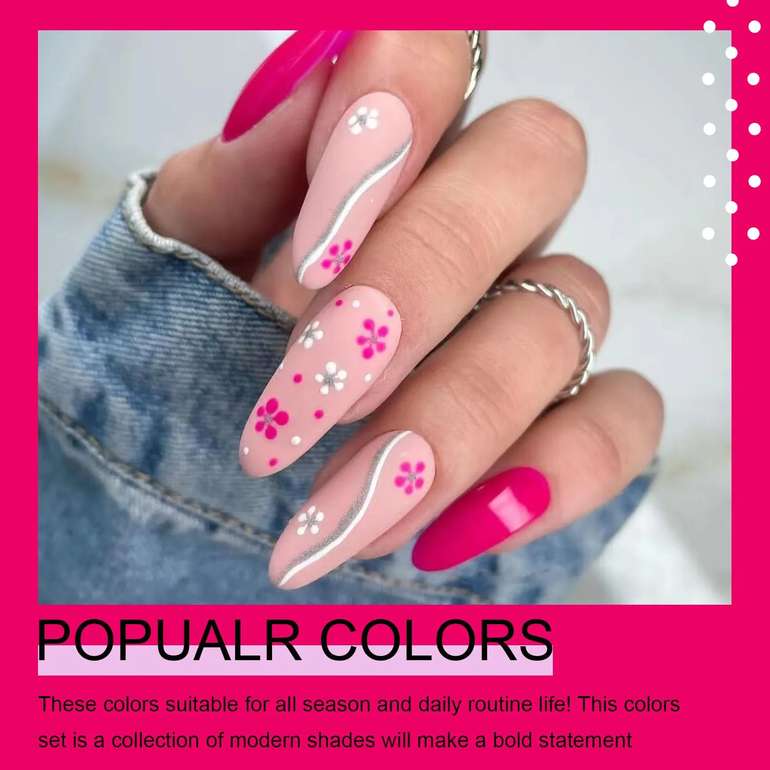 Arte Clavo 15ml Gel Nail Polish Electric Pink Color Spring Hot Pink Nails Soak Off U V LED Nail Lamp Summer Gel Polish Gift for Girls -SIZE: .5 fl.Oz/Each 15 ml/Each 11308…