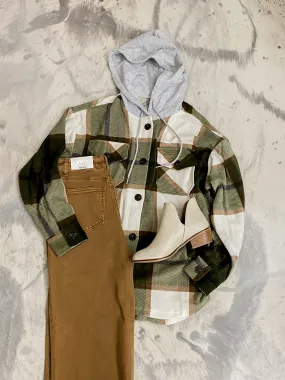 Axe Roe Hooded Shacket Olive