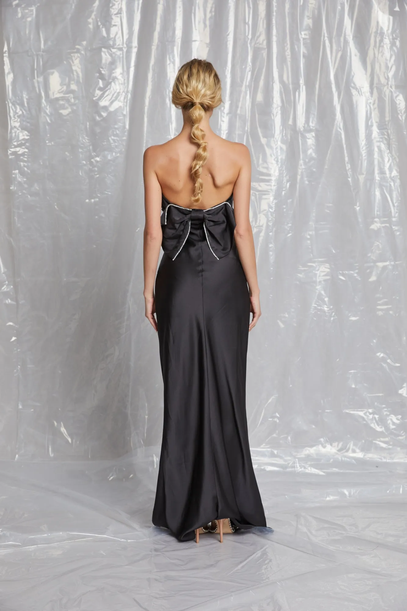 Back Bow Detail Tube Midi Dress
