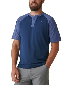 Bass Outdoor Men's Scout Colorblocked Logo Print Henley T Shirt Blue Small