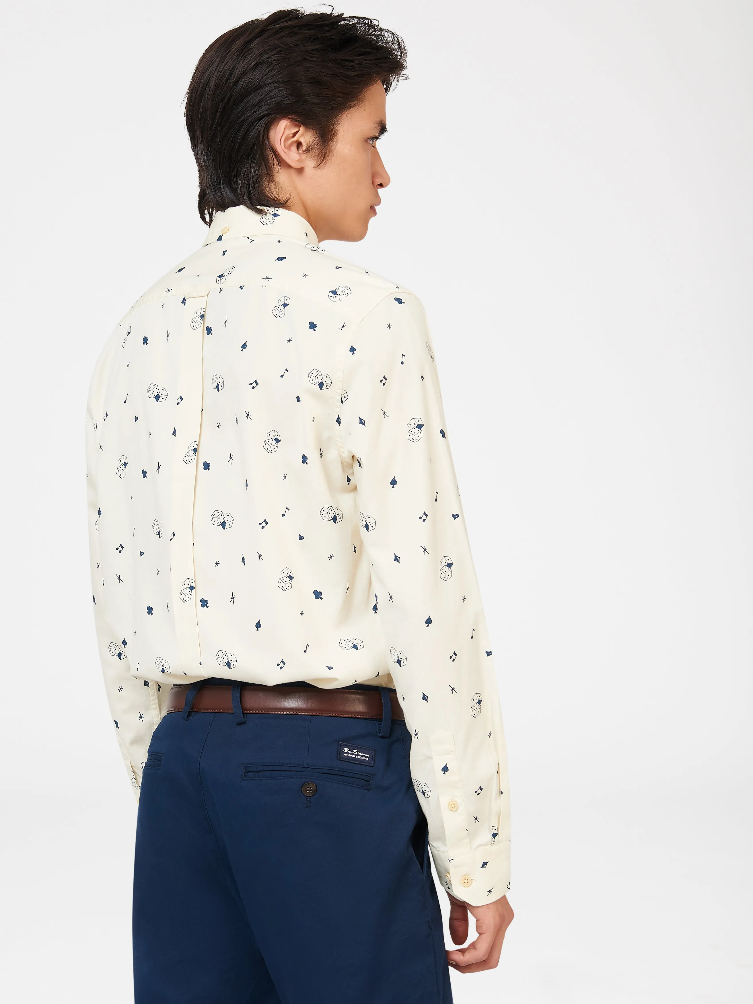 Ben Sherman Conversational Print Long Sleeve Shirt - Cream