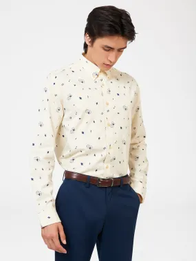 Ben Sherman Conversational Print Long Sleeve Shirt - Cream