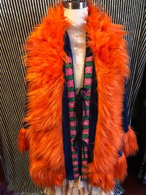 Blue Fuzzy Jacket w/ Orange Fur