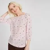 Blush Mini Spot Jacquard Blouse