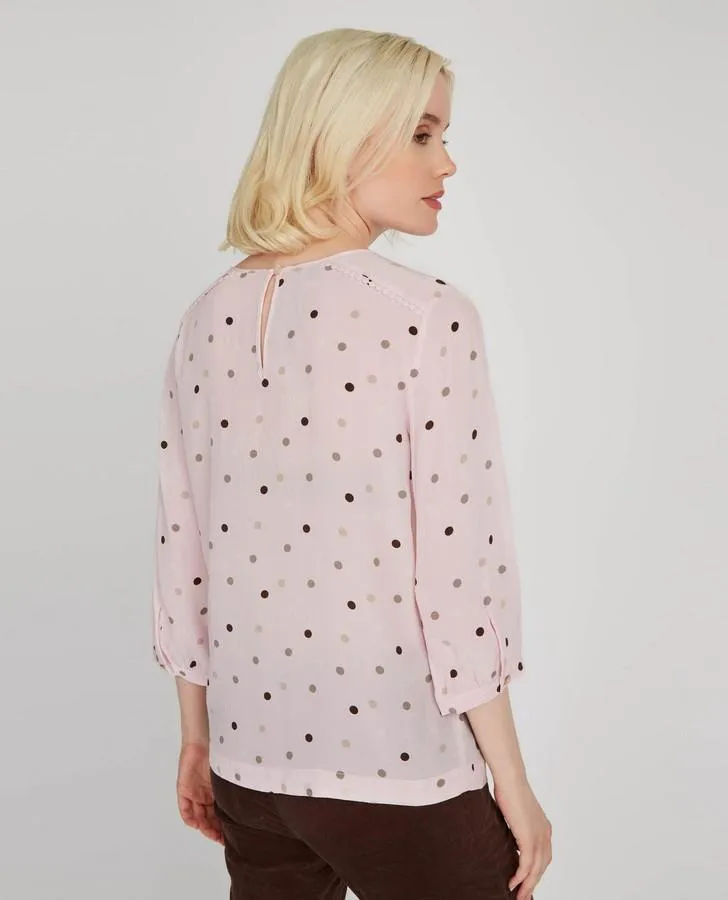 Blush Mini Spot Jacquard Blouse
