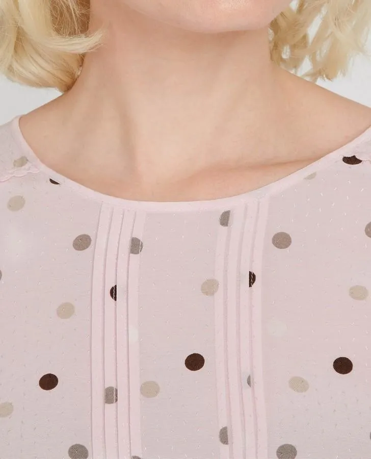 Blush Mini Spot Jacquard Blouse