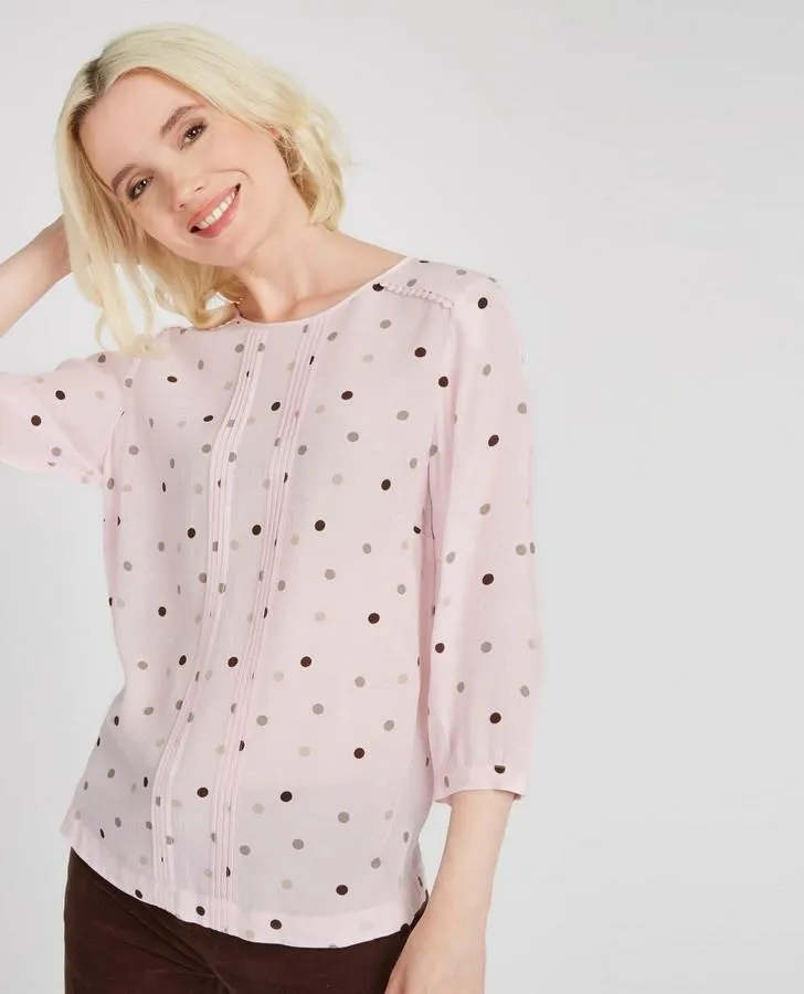 Blush Mini Spot Jacquard Blouse