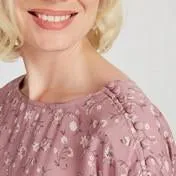 Blush/Mocha Stencil Floral Blouse