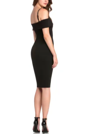 Bodycon Off The Shoulder Adjustable Spaghetti Strap Midi Dress