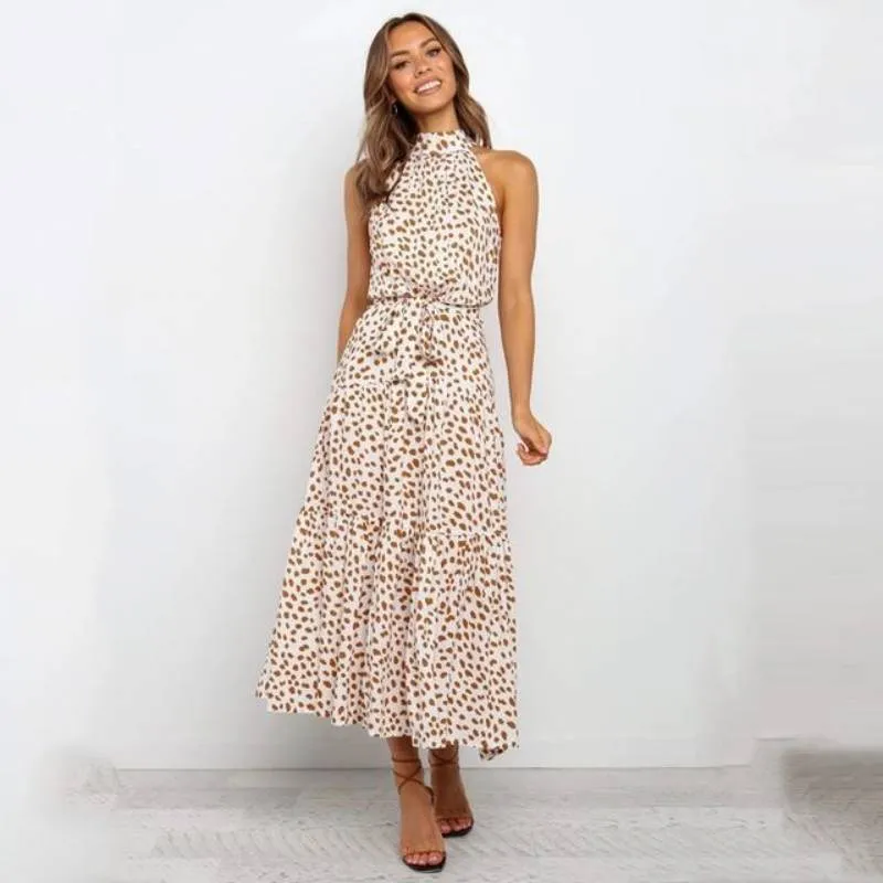 Bohemian Dress - Sleeveless long Polka Dot