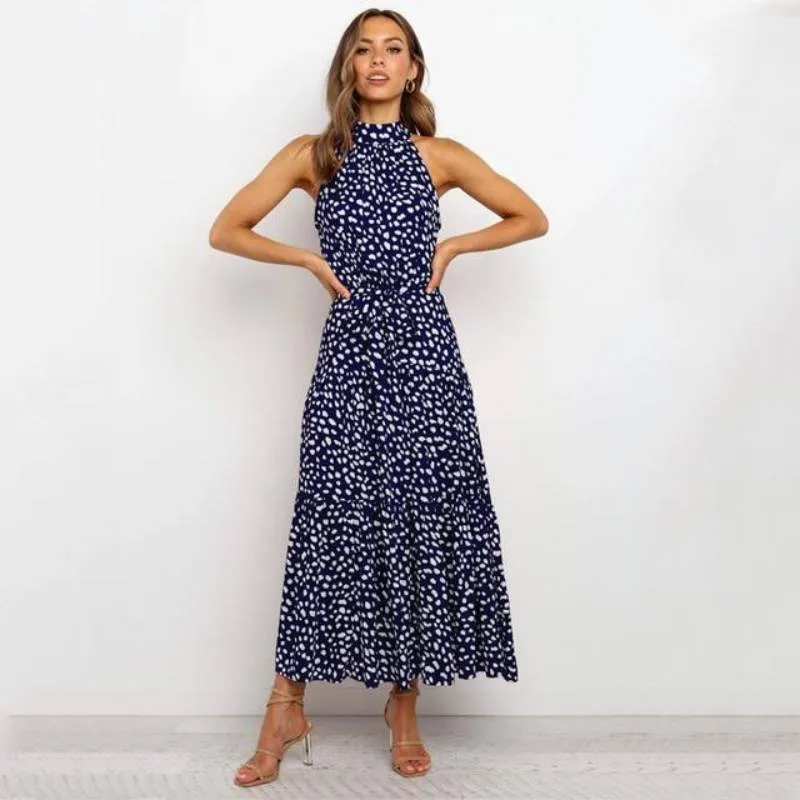 Bohemian Dress - Sleeveless long Polka Dot