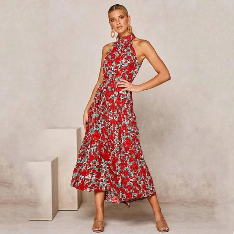 Bohemian Dress - Sleeveless long Polka Dot
