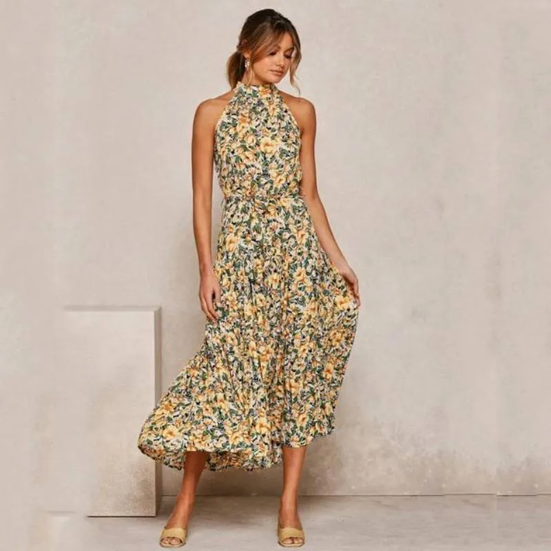 Bohemian Dress - Sleeveless long Polka Dot