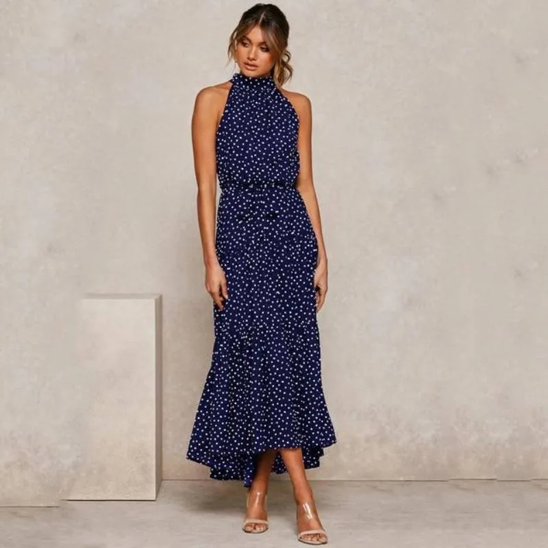 Bohemian Dress - Sleeveless long Polka Dot