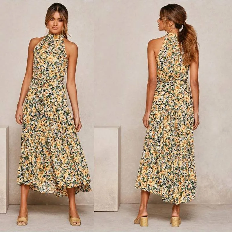 Bohemian Dress - Sleeveless long Polka Dot