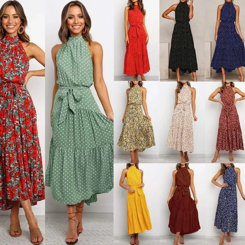 Bohemian Dress - Sleeveless long Polka Dot