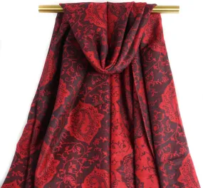 Burgundy Royal Paisley Pashmina Scarf Bohemian Shawl