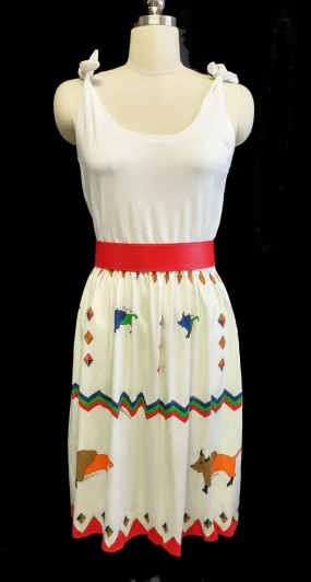 CUTE VINTAGE OLEG CASINNI SIGNATURE BISON SUMMER DRESS IN BEAUTIFUL COLORS