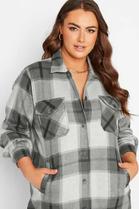 Dark Grey  oversized check shacket for Her-2016