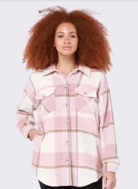 Dex Button Front Plaid Shacket