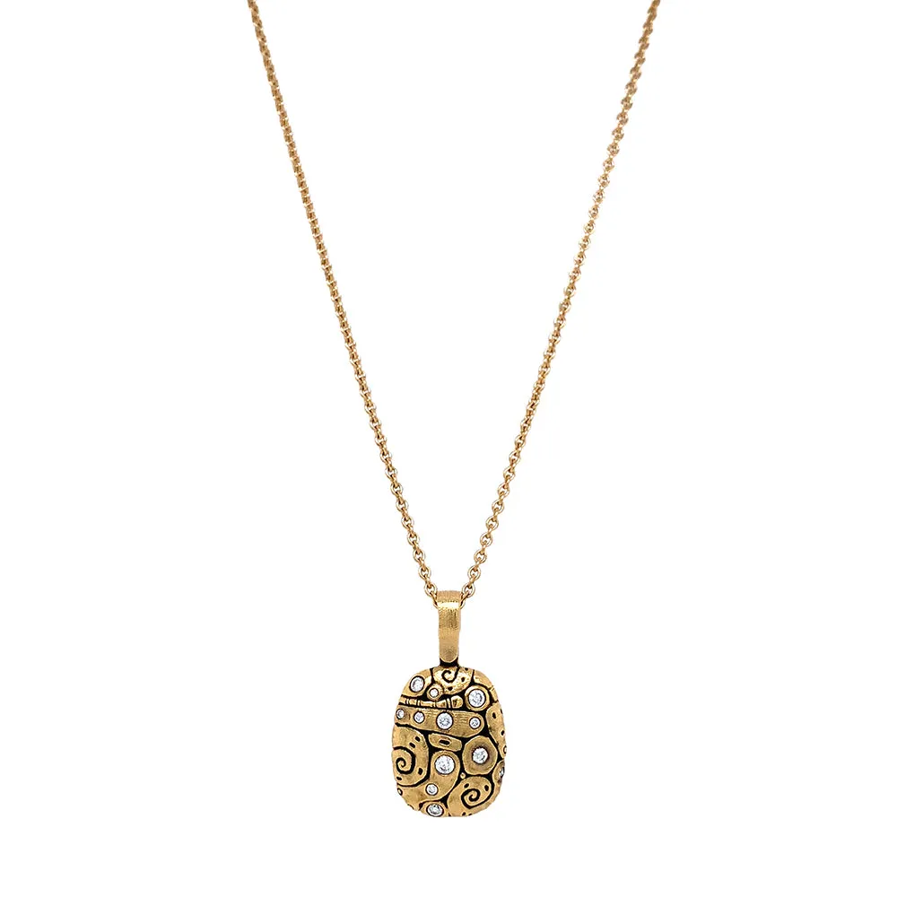 Diamond & Yellow Gold Pendant - "Flora"