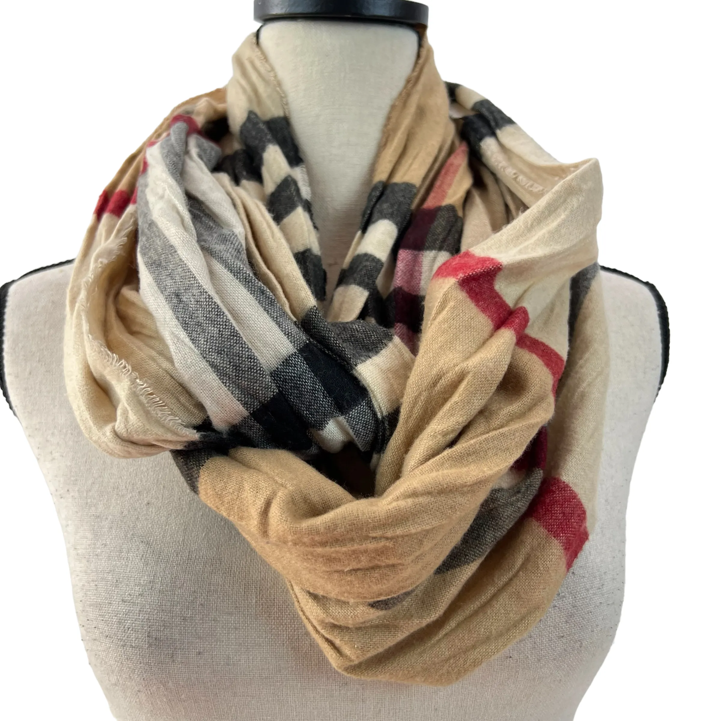 Dillard's Plaid Infinity Scarf Made in Germany