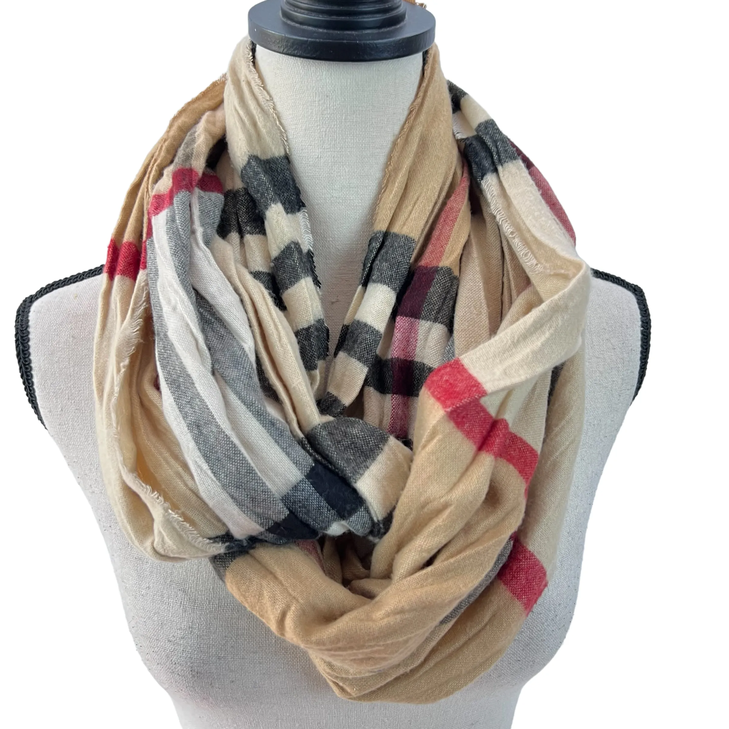 Dillard's Plaid Infinity Scarf Made in Germany