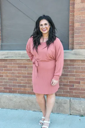 Dolman Sleeve Ribbed Curvy Dress