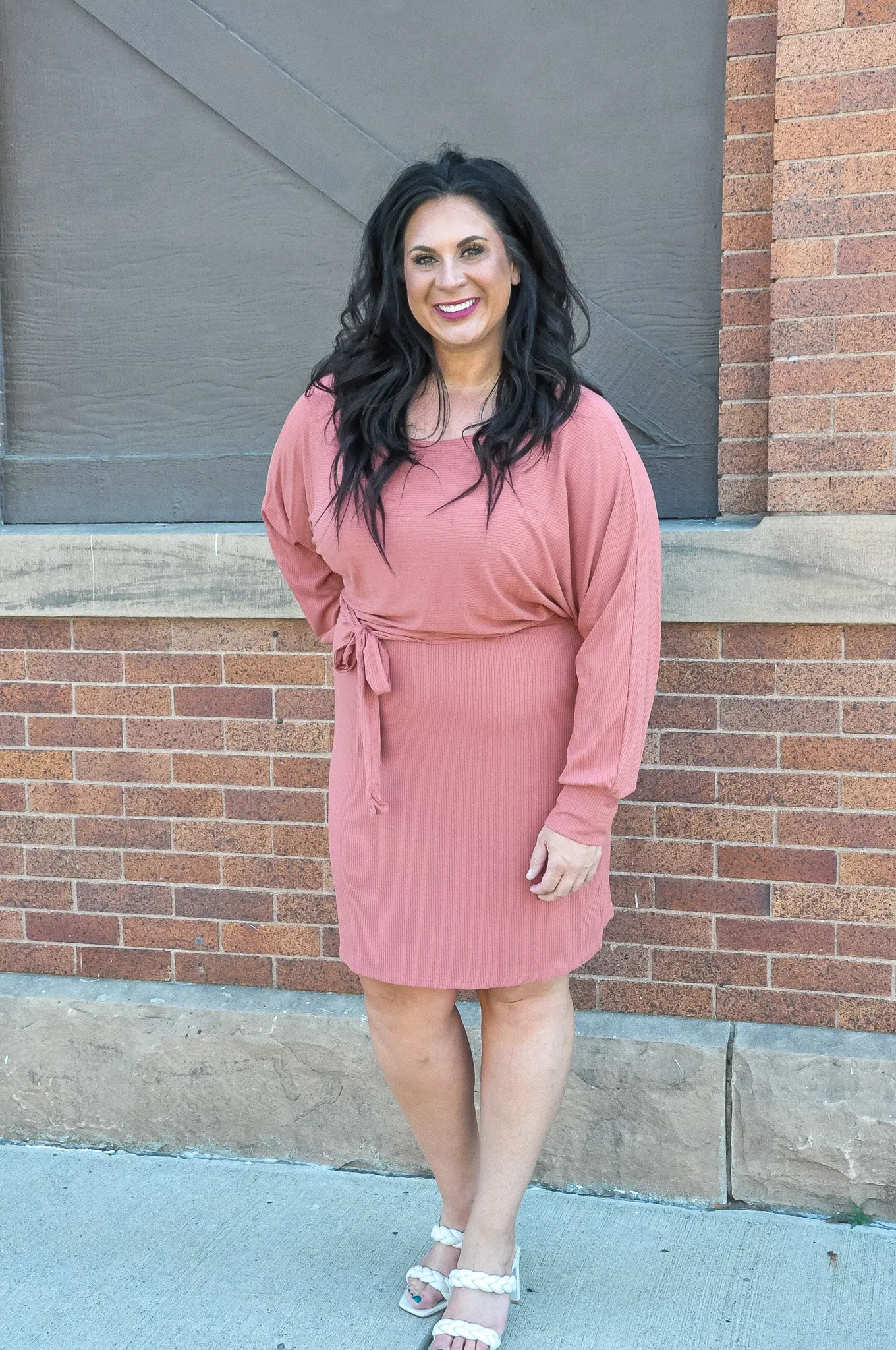 Dolman Sleeve Ribbed Curvy Dress