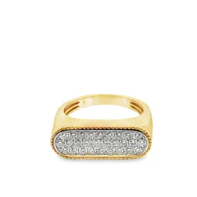Doves Two-Tone Flat Top Pave Diamond Ring