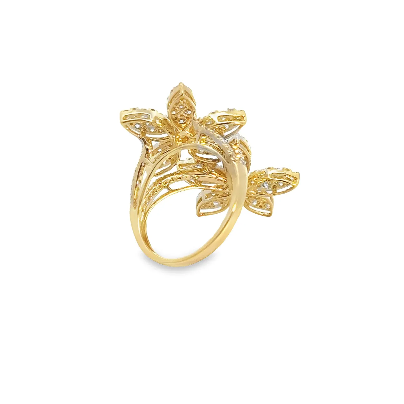 Duo Diamond Flower Fashion Ring