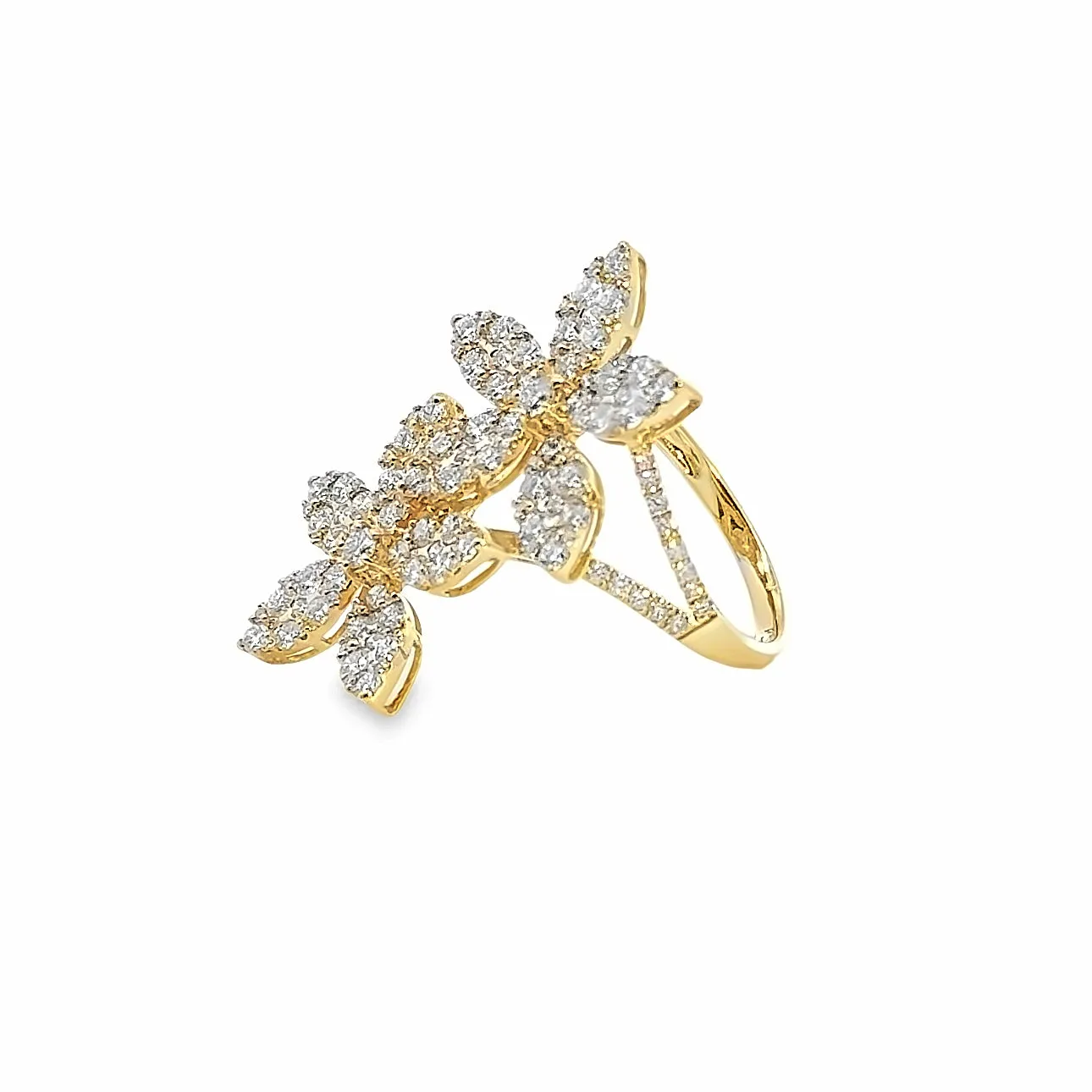 Duo Diamond Flower Fashion Ring