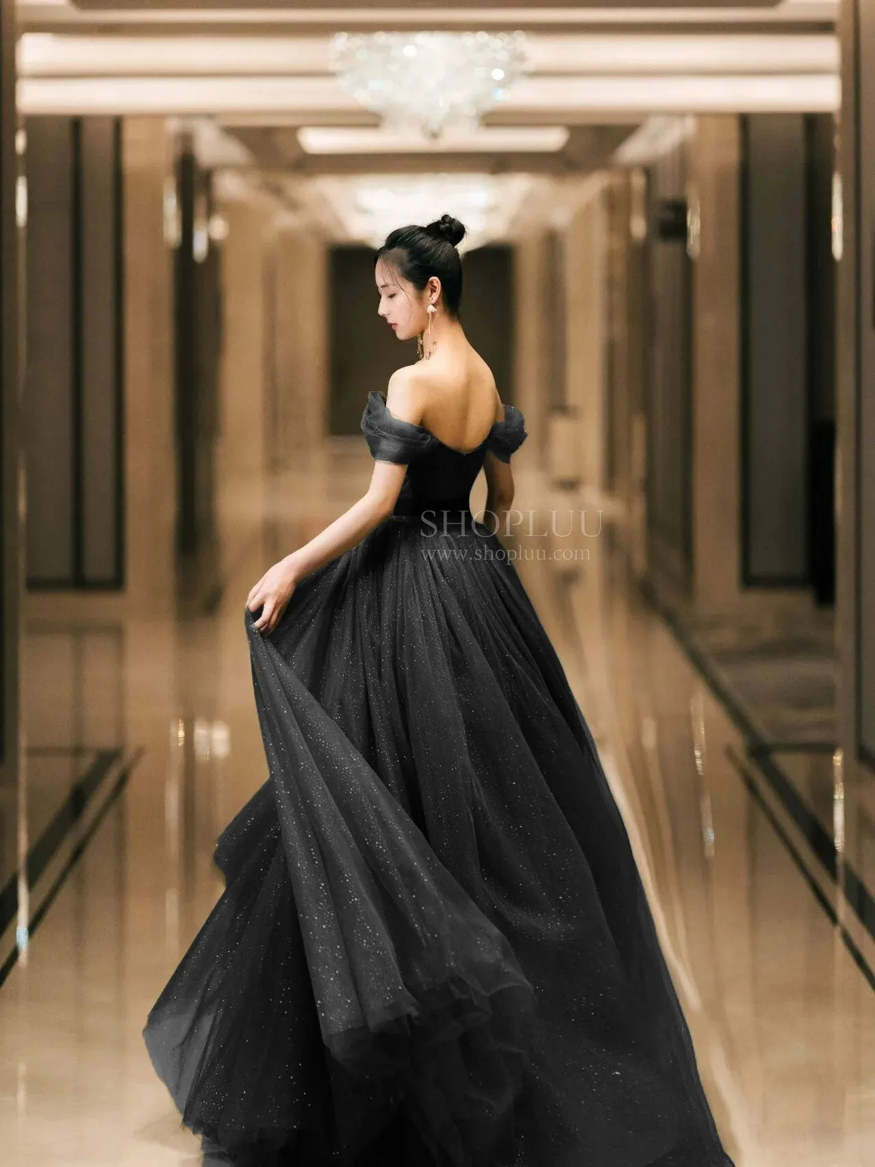 Elegant Sweetheart Neck Tulle Sequin Long Prom Dress, Backless Graduation Dresses