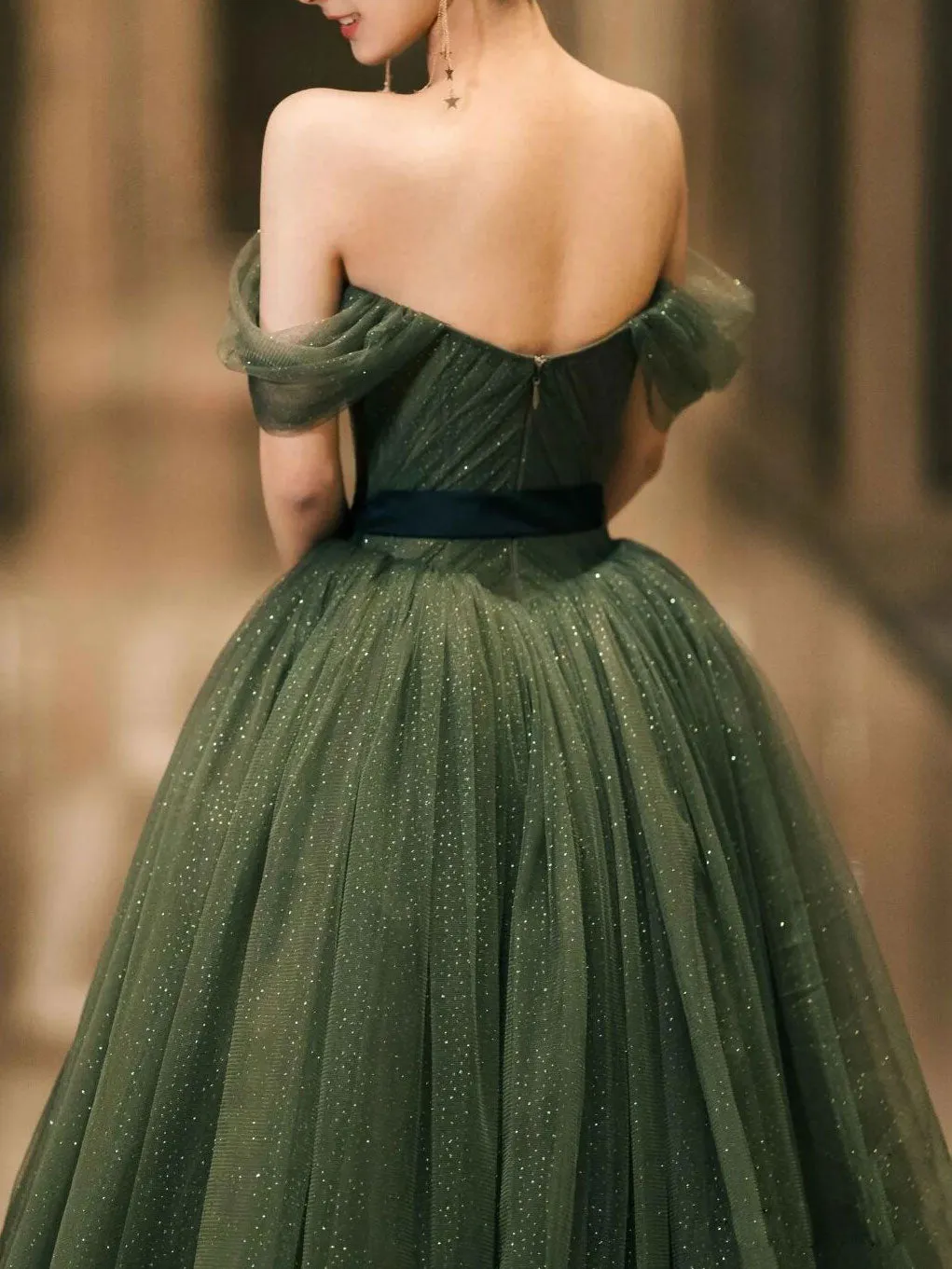 Elegant Sweetheart Neck Tulle Sequin Long Prom Dress, Backless Graduation Dresses
