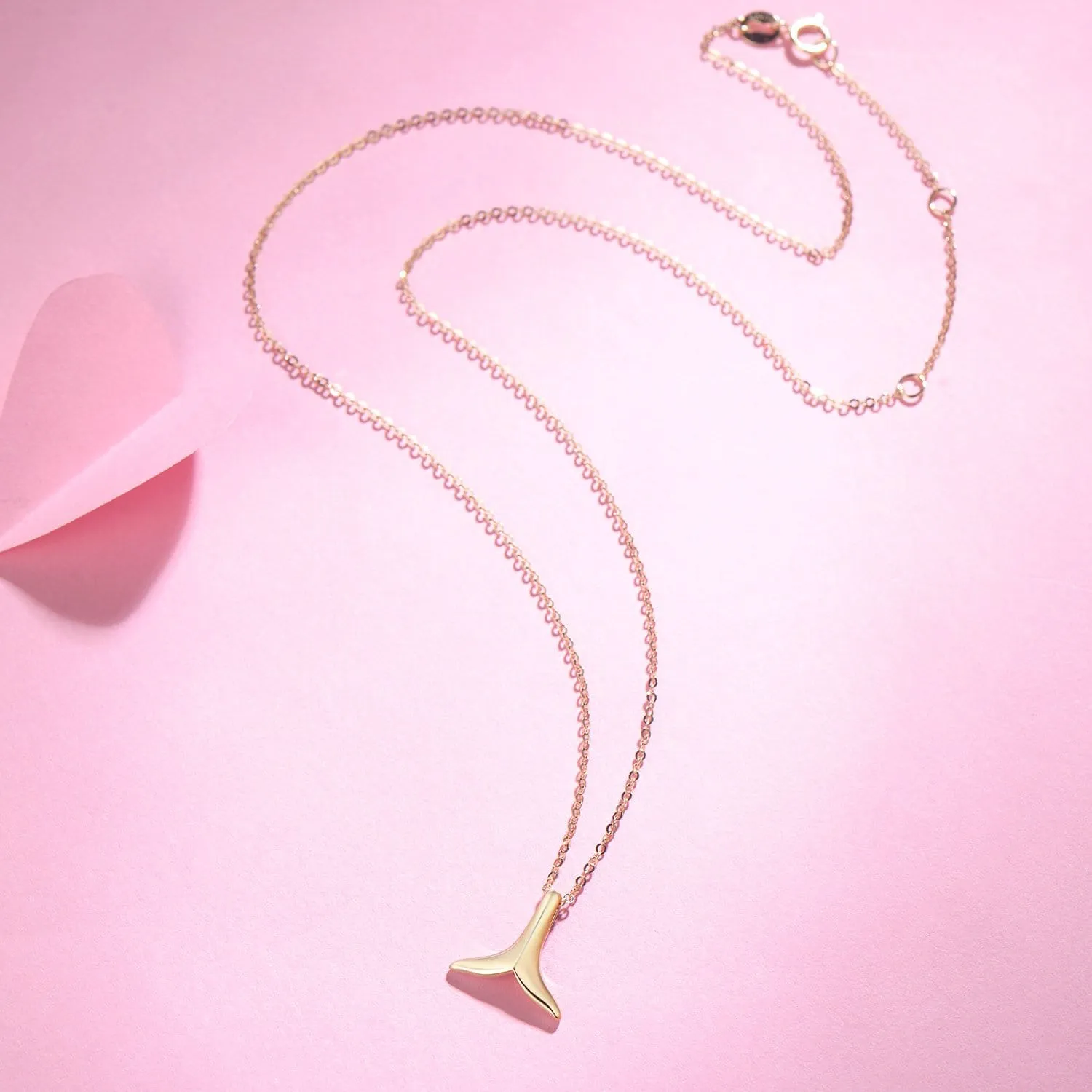 FANCIME Mermaid Tail 14K Solid Yellow Gold Necklace