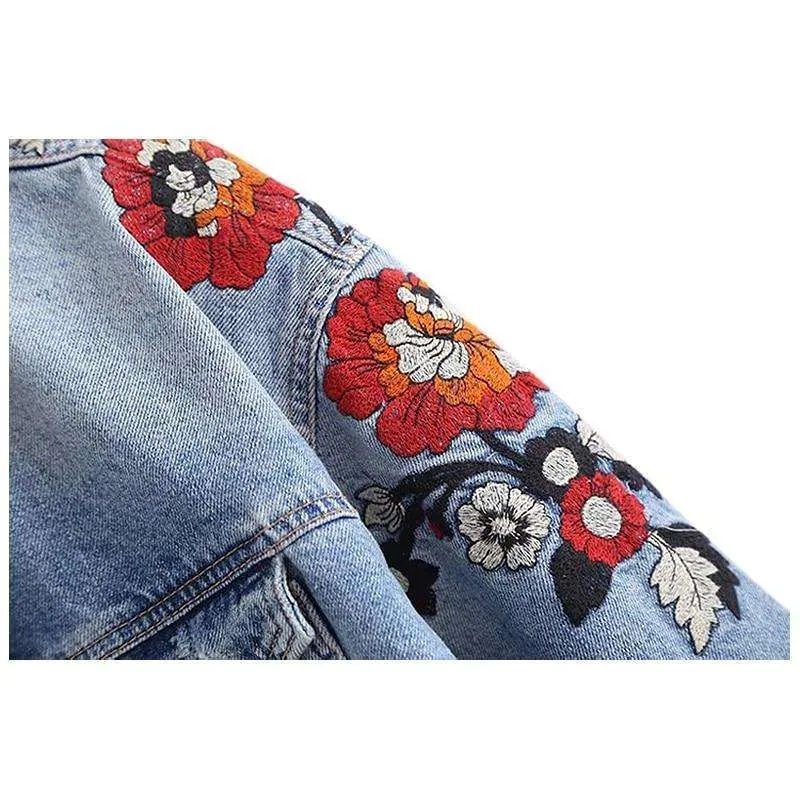 Fringed Floral Denim