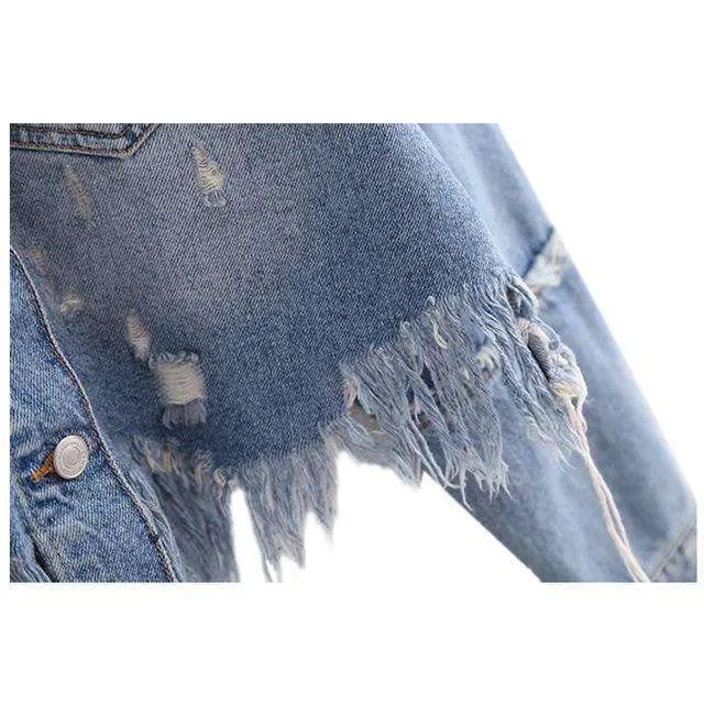 Fringed Floral Denim
