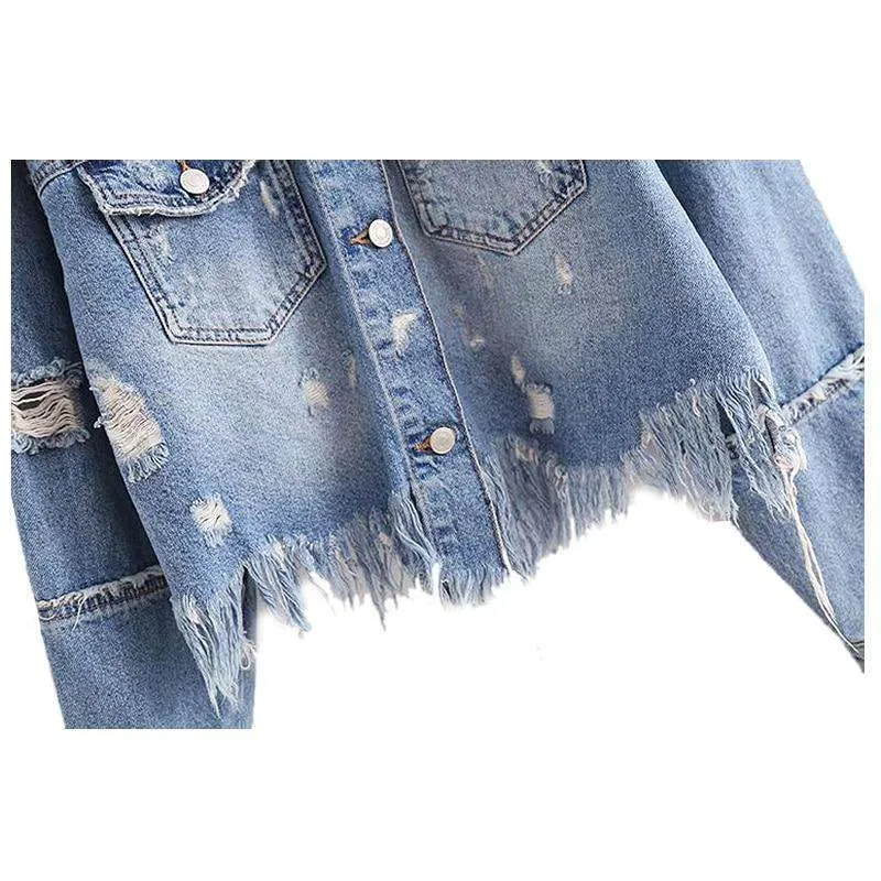 Fringed Floral Denim
