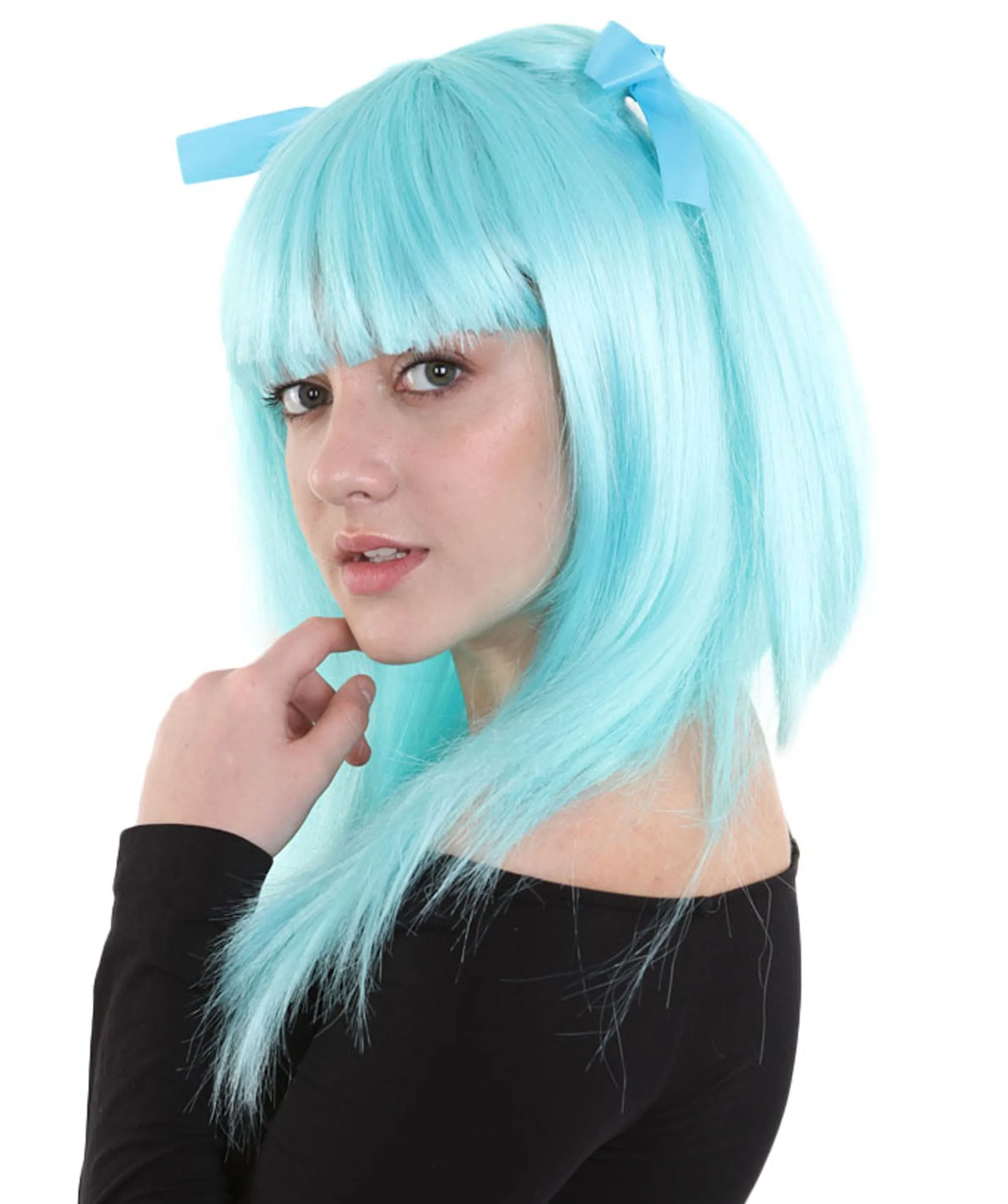 Game Womens Wig | Light Blue Cosplay Wig | Premium Breathable Capless Cap